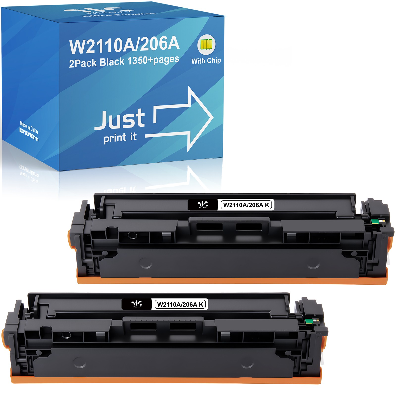 2PK WITH CHIP W2110A For HP 206A Toner Color lot LaserJet MFP M283fdw M283cdw