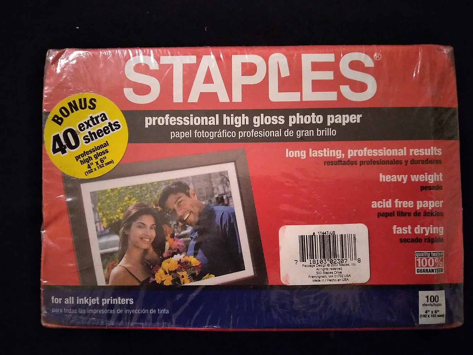 2 Packs Staples Professional High Gloss Photo Paper Inkjet 4" x 6" 140 Sheets