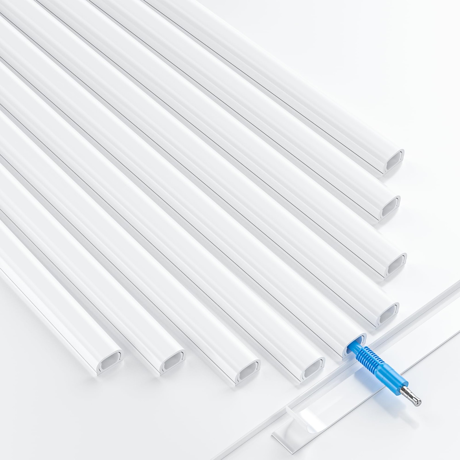 Yecaye 128in Mini Cord Hider for 1 Wire, Small-128*0.5*0.31in, White 
