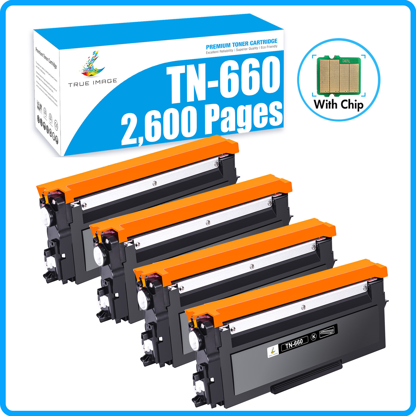 4PK TN660 Toner Cartridge For Brother TN630 MFC-L2700DW MFC-L2740DW DCP-L2540DW