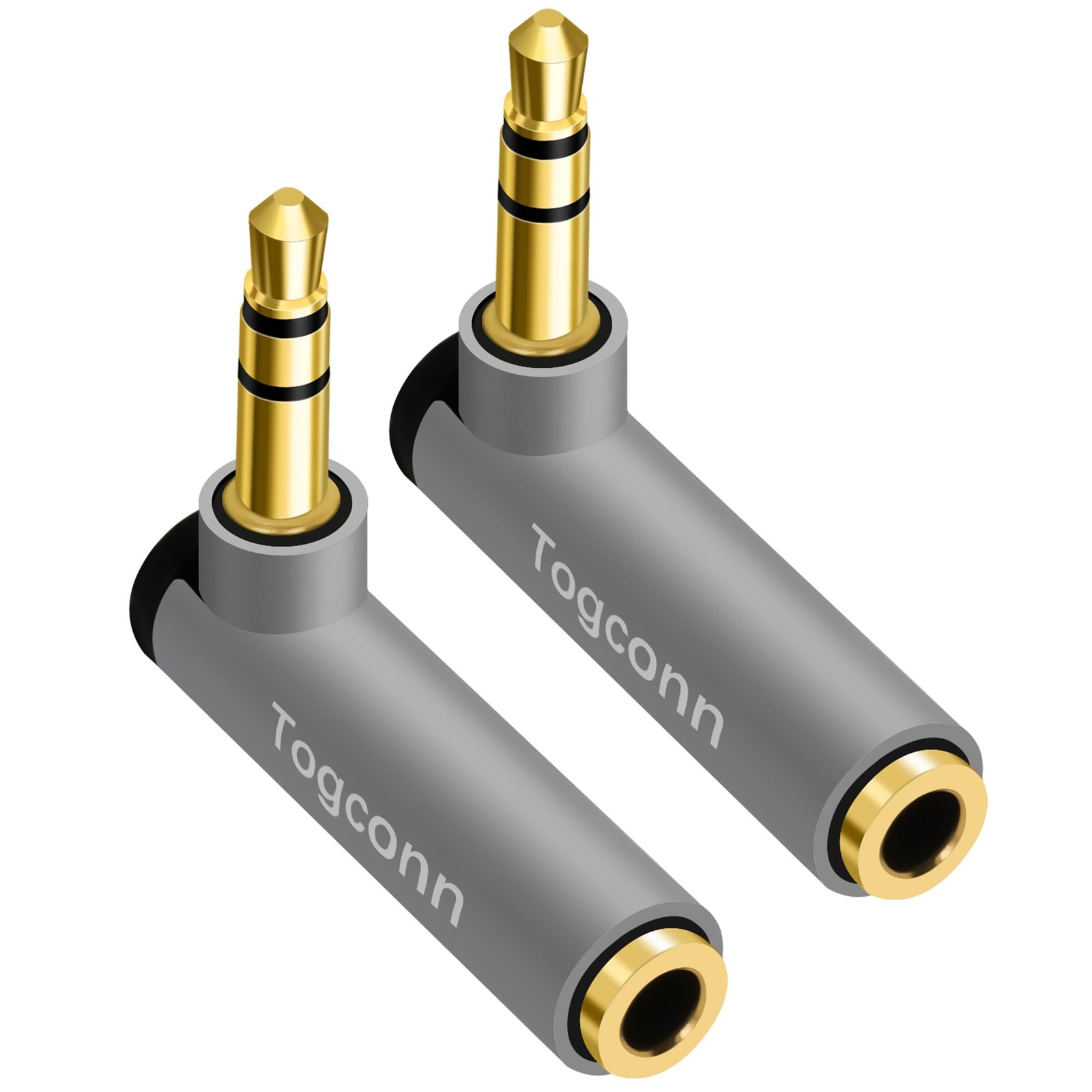 Right Angle 3.5mm 1/8" Audio Adapter 2-Pack, 90 Degree 3.5mm 1/8 Inch TRS Male t