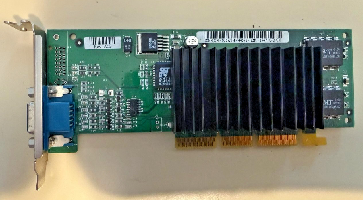 Dell nVidia RIVA TNT2 M64 16MB AGP Low Profile VGA Video Card 026RYH Retro Win98