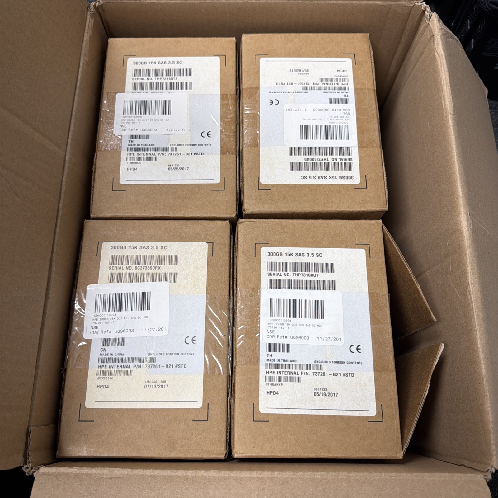 Lot of 4 HPE 737261-B21 300GB 737298-001 12G 15K SAS 3.5" LFF ENT SC HDD HPE