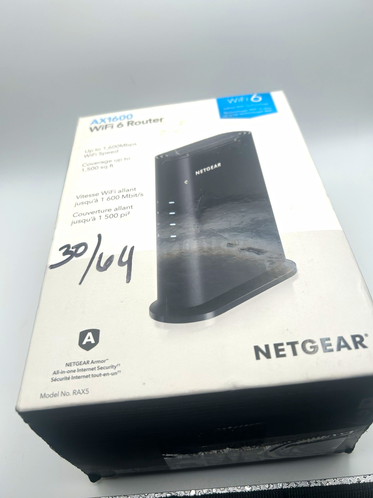 NETGEAR RAX5 AX1600 WiFi 6 Router 1600 Mbps VPN 4-Port Gigabit Black