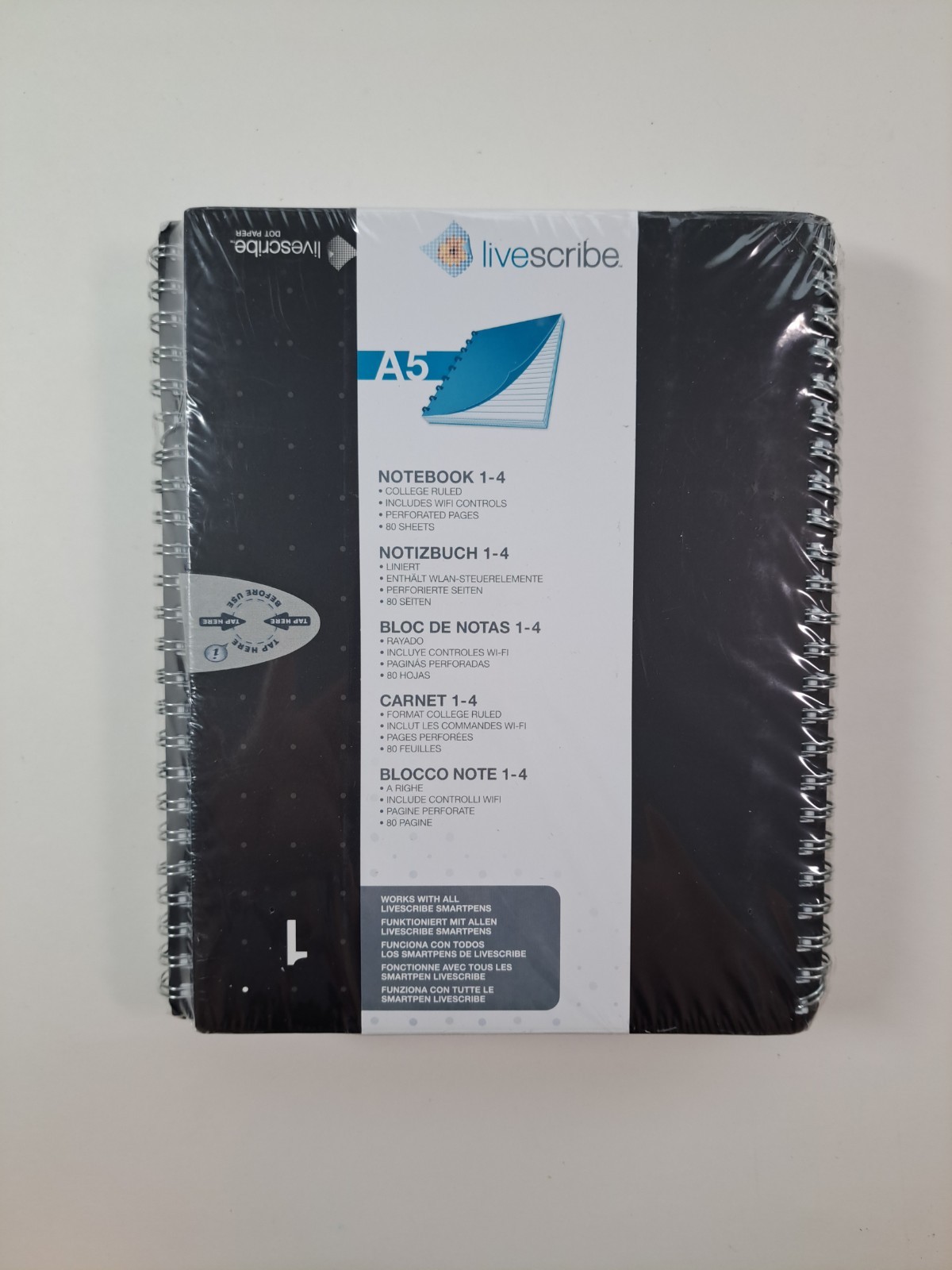 Livescribe College Ruled A5 Notebooks 4-Pack Black SEALED