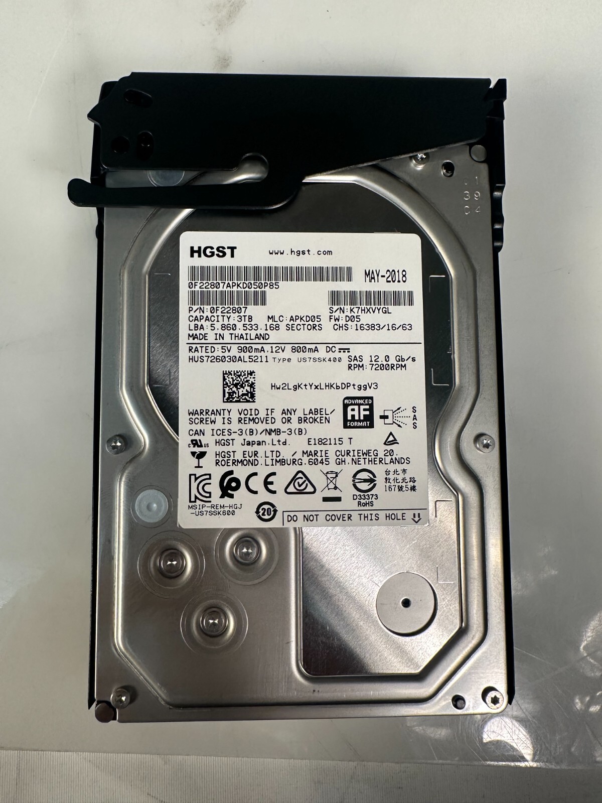 HUS726060AL5211 HITACHI HGST 0F22807 3TB 7200 RPM 128MB CACHE SAS 12GB/S 3.5"