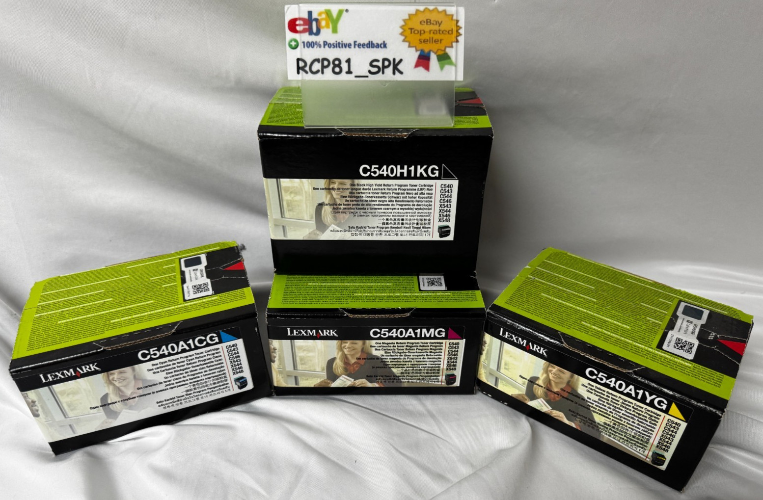 Genuine Lexmark C540 Toner Set CMYK C540H1KG C540A1CG New Free Overnight Ship