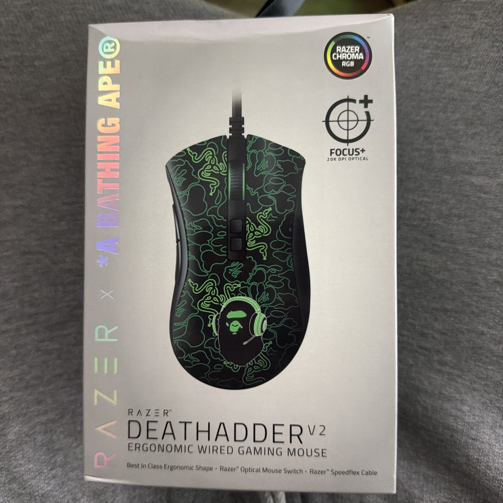 Razer x *A BATHING APE Deathadder V2 Wired Gaming Mouse 20,000 DPI BAPE