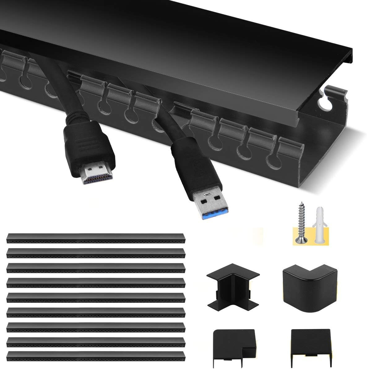 Cable Raceway Kit,  Cable Management System Open Slot Wiring Raceway