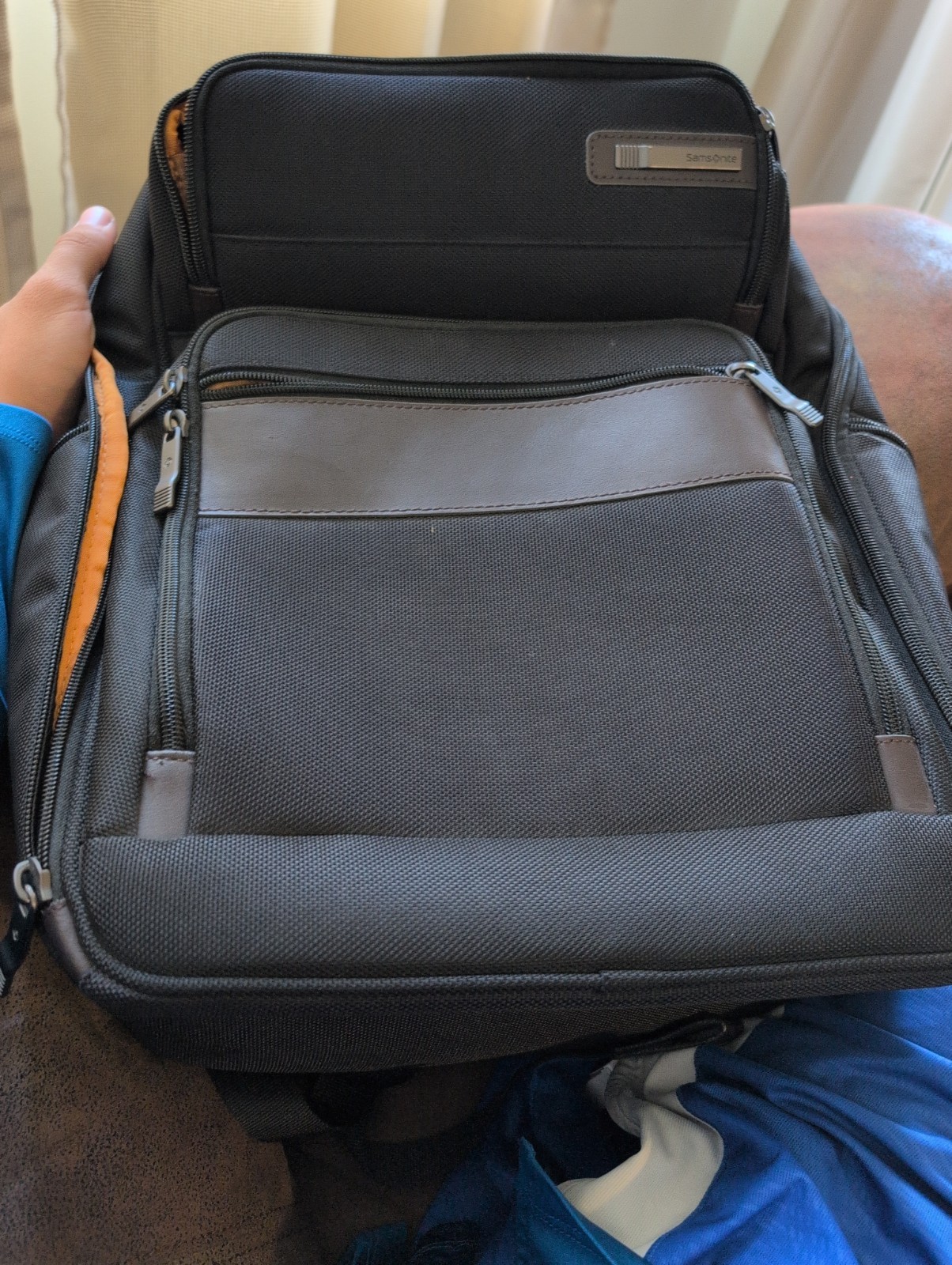 Samsonite Kombi Backpack Laptop Black/Brown Nylon Leather