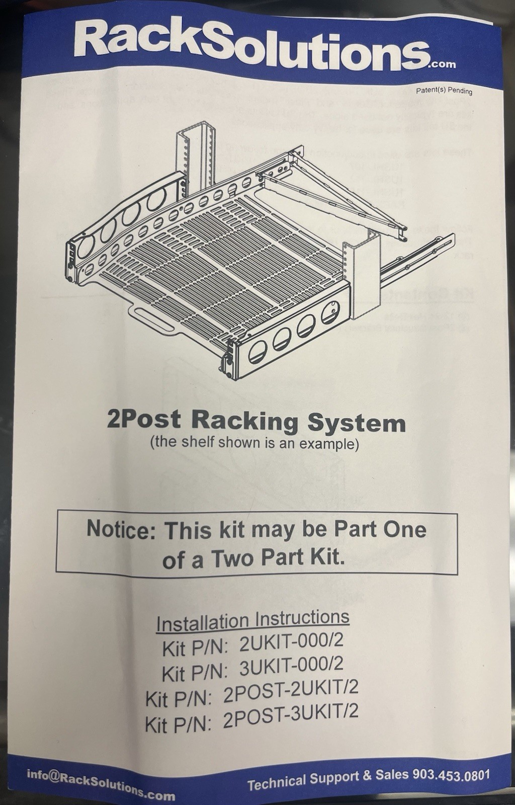 RackSolutions 2Post Racking System Kit P/N: 2UKIT-000/2 *NEW-SEALED*