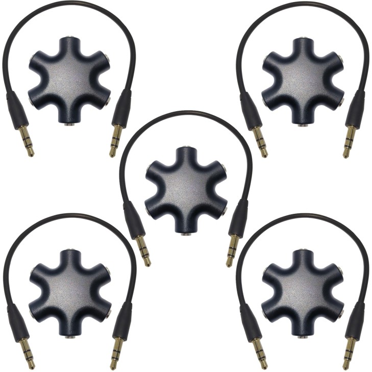 Typheoniks 5-Jack Audio Headphone Jack Splitter 5 Way for 3.5mm Devices Multi Ea