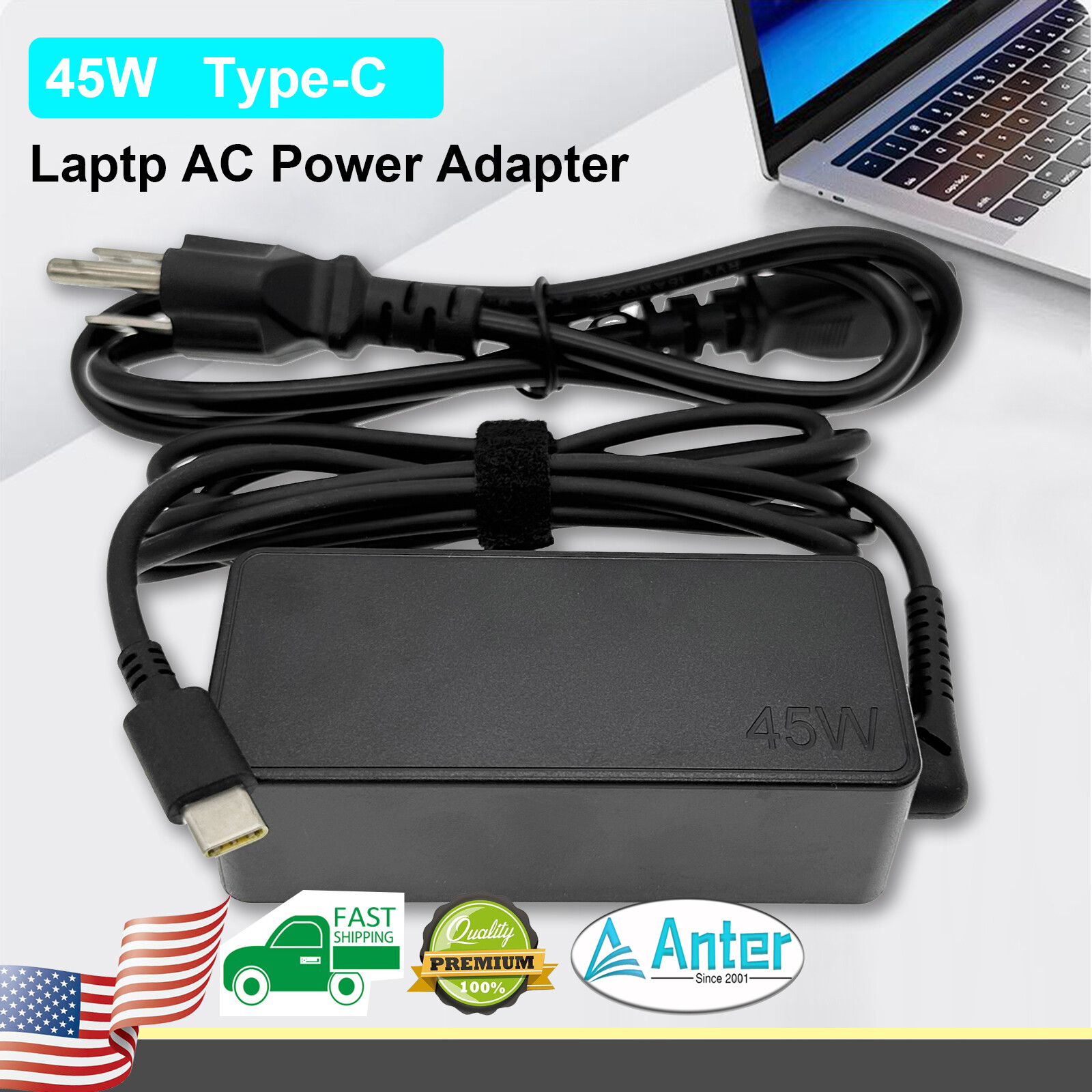 AC Adapter For Dell Chromebook 3100 3100 2 in 1 Laptop USB-C Charger Power Cord