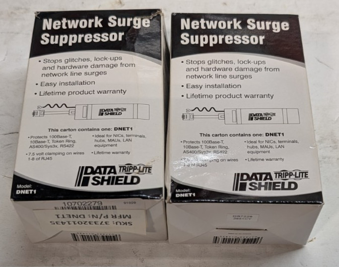 2x Tripp Lite DNET1 DataShield RJ45 Ethernet Surge Protector NOS Lot