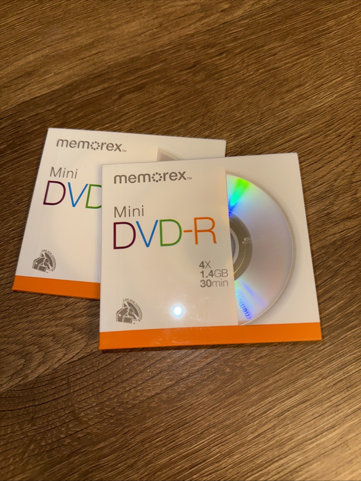 2 Pack Memorex Mini DVD-R 4x 1.4GB 30min Recordable NEW