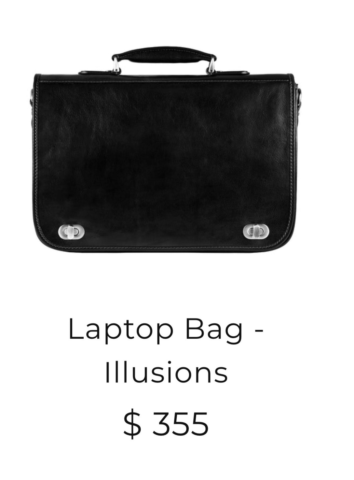 NWT Time Resistance Italian Full Grain Leather Briefcase Black Laptop Bag