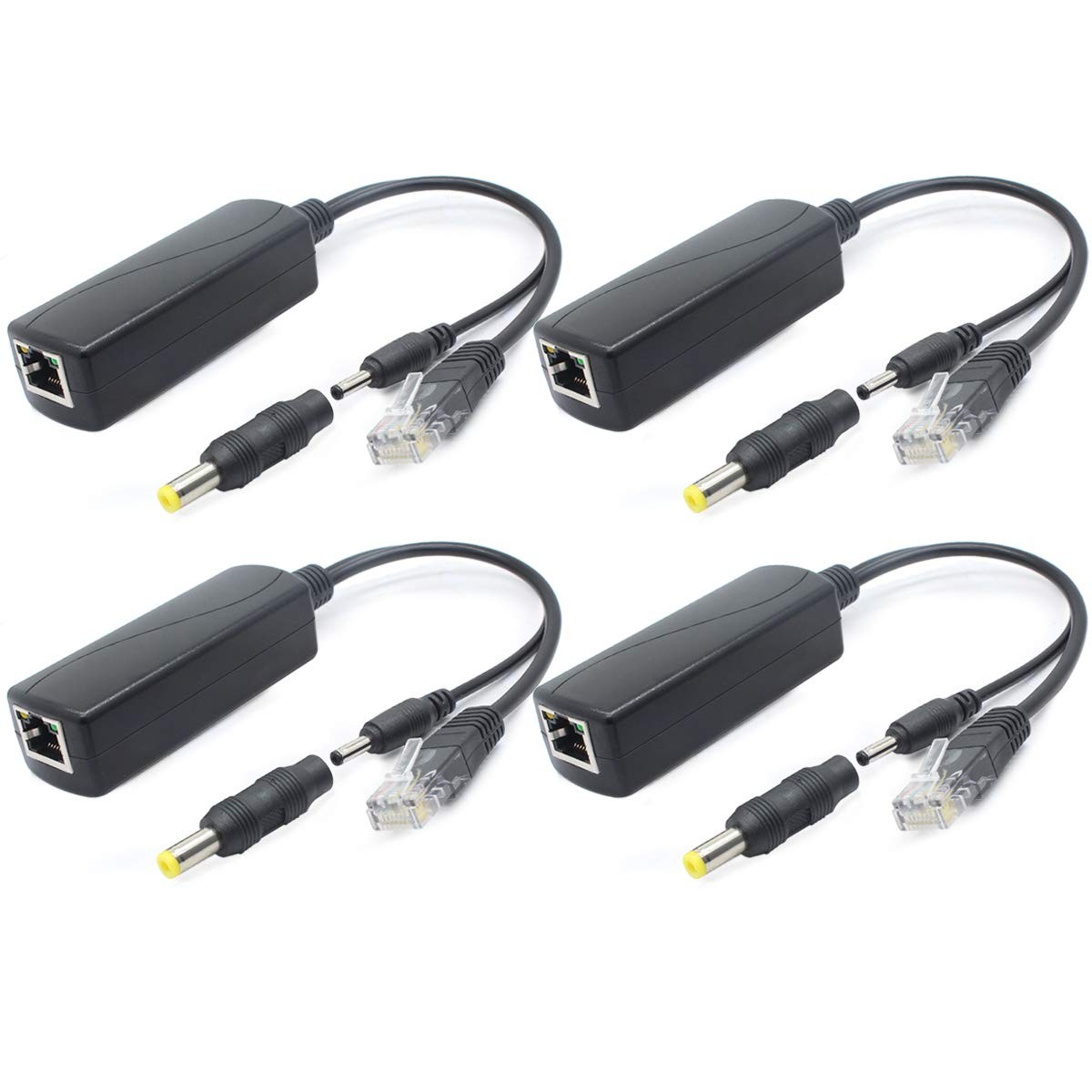 4-Pack 5V Gigabit PoE Splitter, 48V to 5V 2.4A Adapter, 10/100/1000Mbps, Plug...
