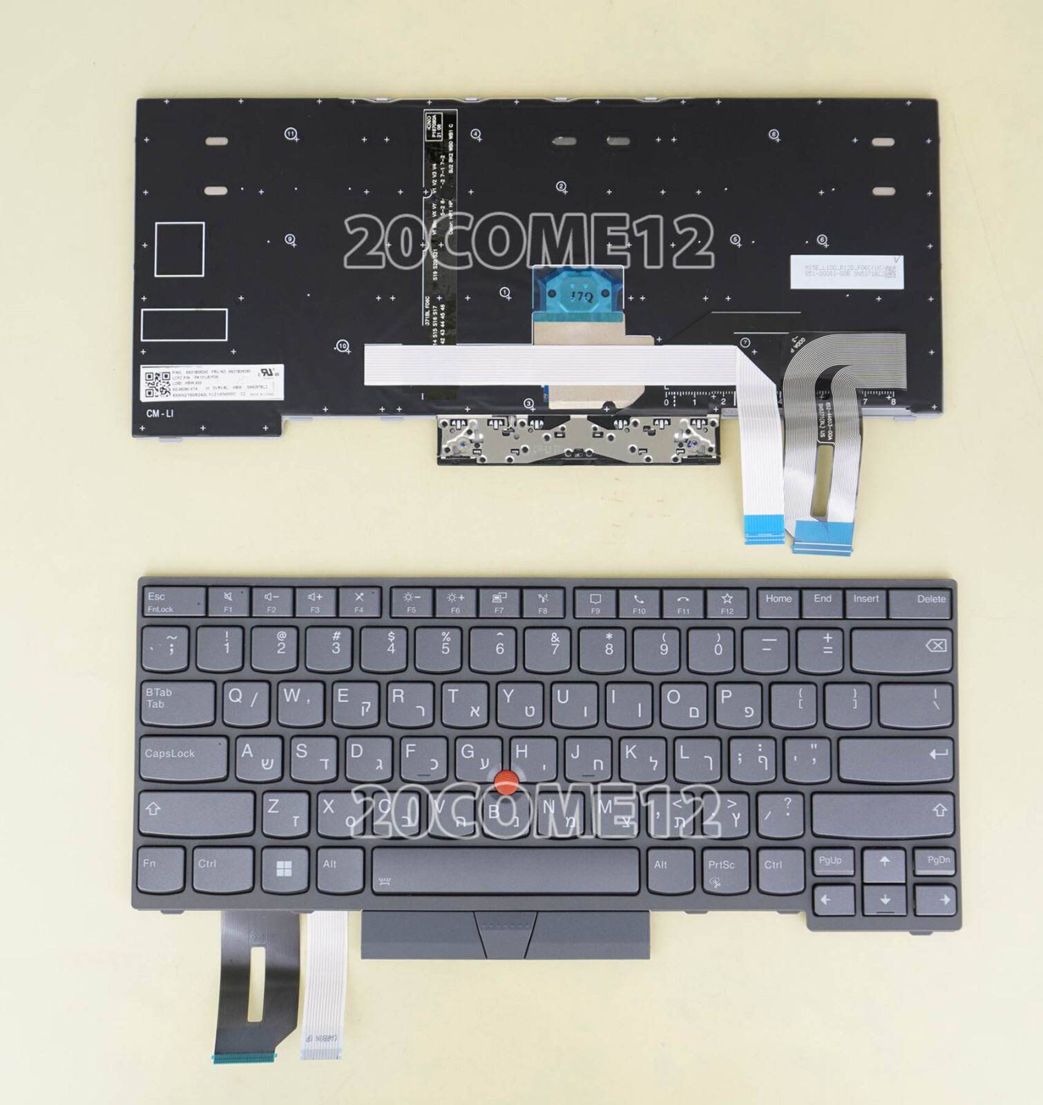 New for Lenovo Thinkpad P14s Gen 2 21A0 21A1 Keyboard Backlit Hebrew Israel Gray