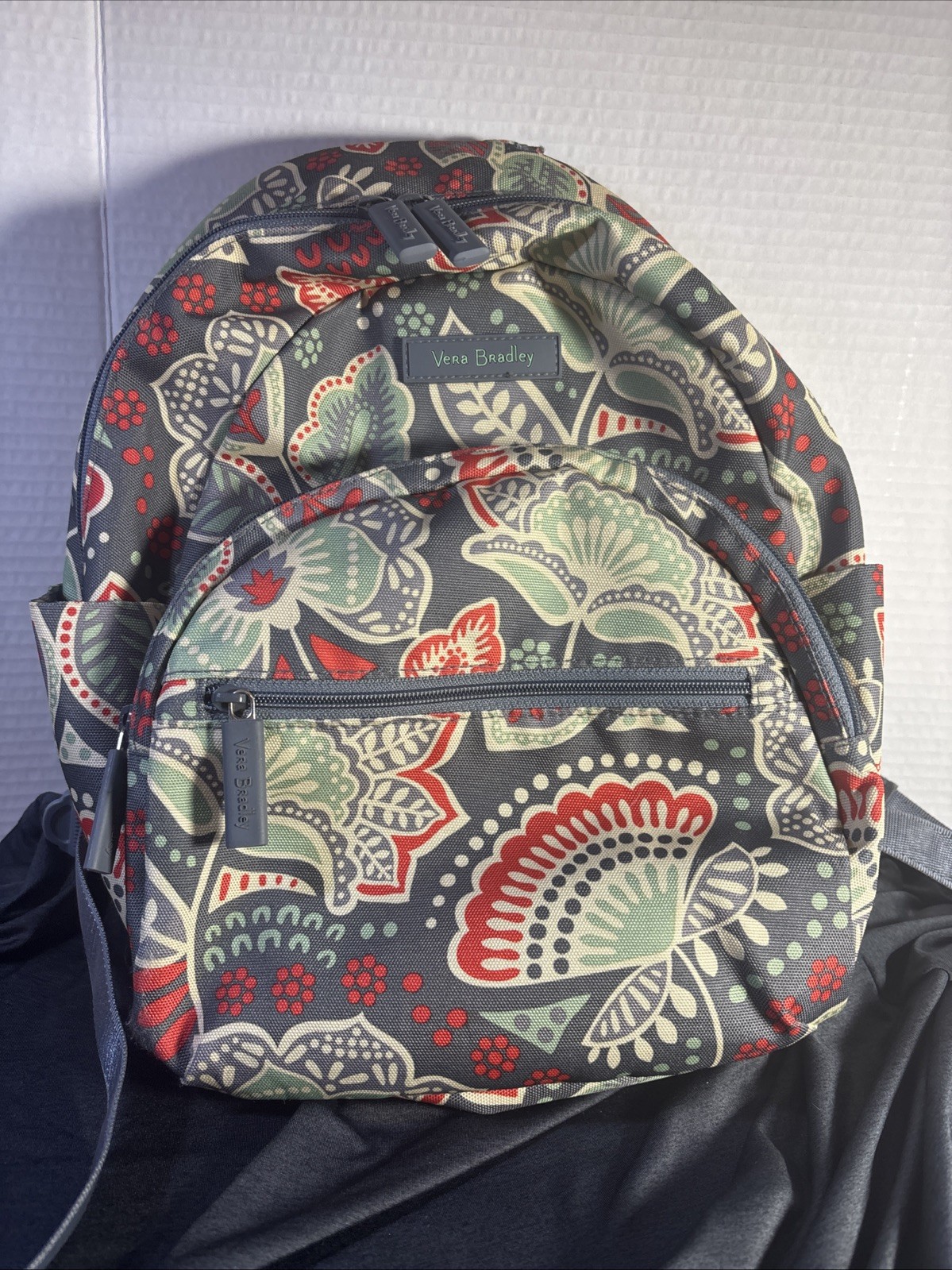 Vera Bradley Nomadic School Backpack Nylon Coral Mint Blue Gray REDUCED