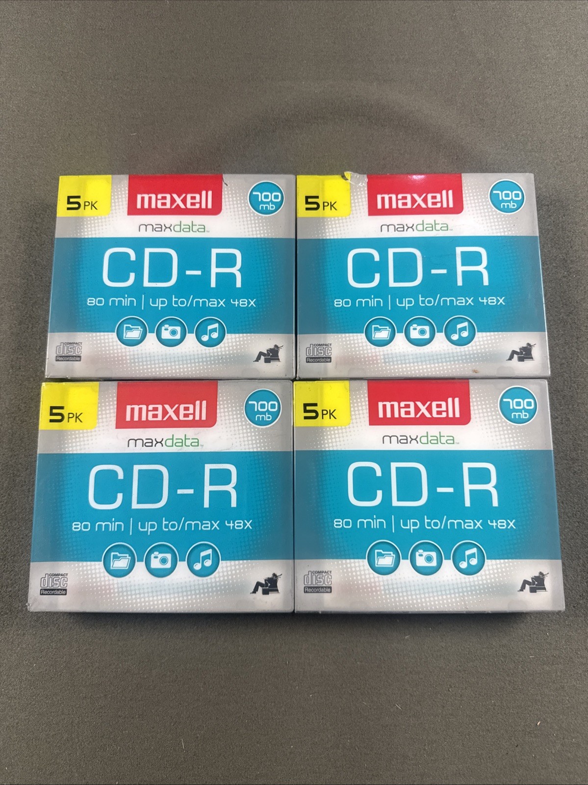 (4) Maxell CD-R MaxData 700MB Professional 5 Pack Blank CD - 20 Total