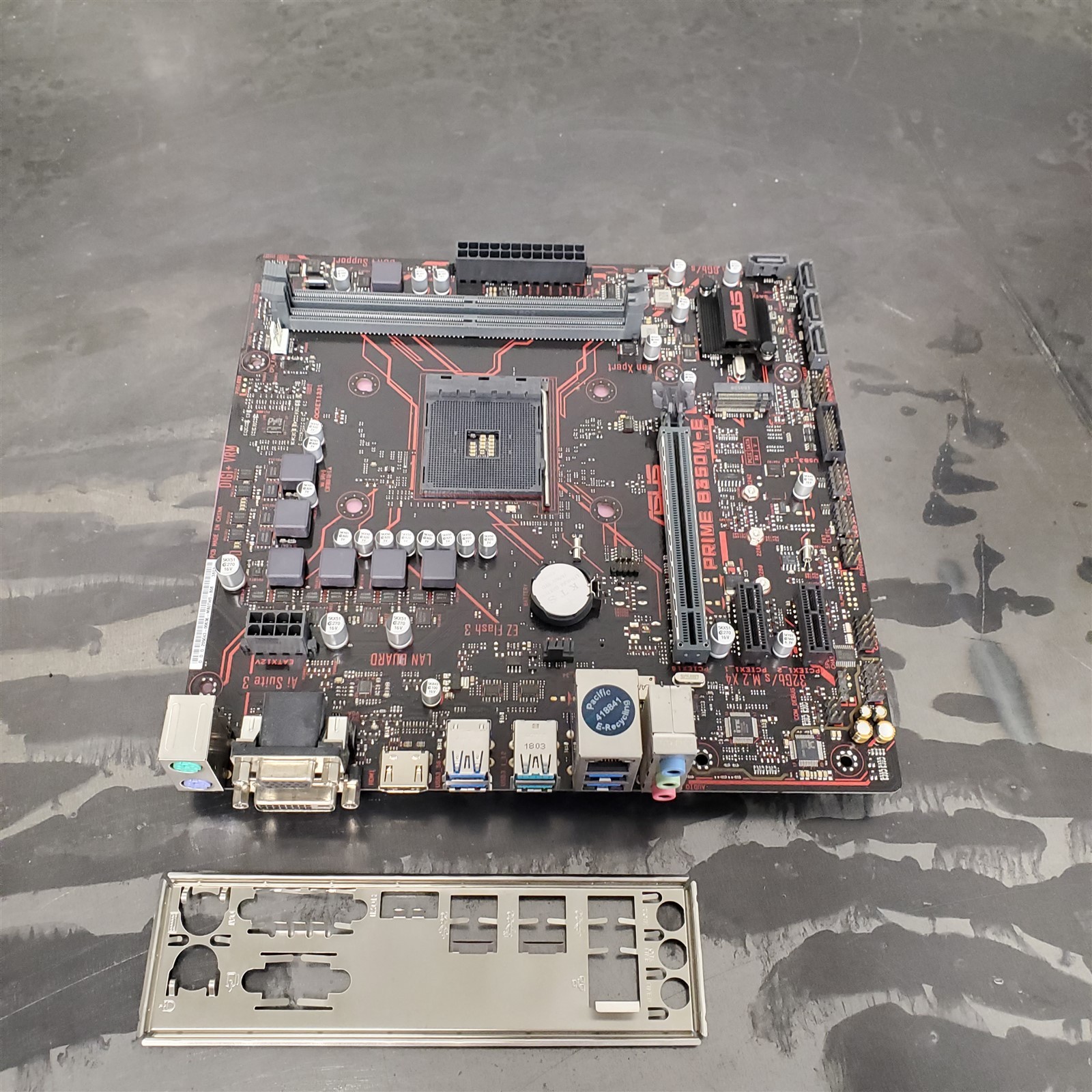 ASUS PRIME B350M-E B350 Socket AM4 mATX Motherboard + I/O Pate