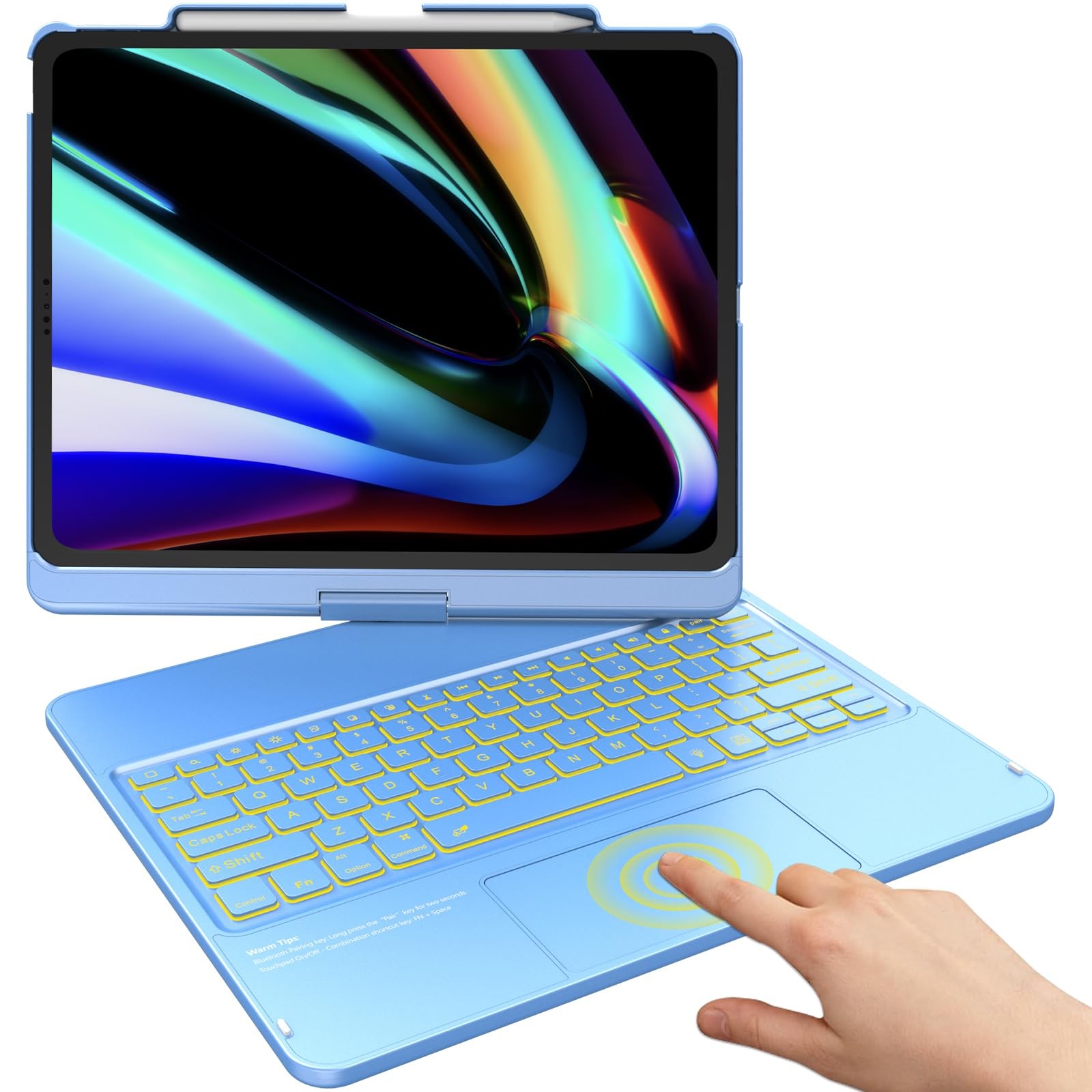 TQQ for iPad Air 13 Inch (M4/M3/M2) & iPad Pro 12.9 inch Case Keyboard | 360°...