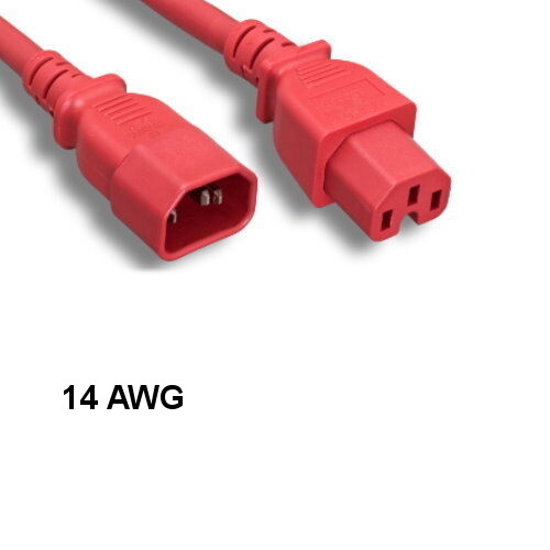 10x Red 10ft Power Cable IEC60320 C14 to C15 14AWG 15A/250V SJT PDU UPS System