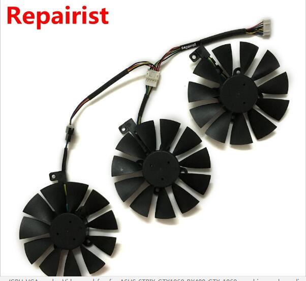 3 T129215SU VGA GPU Cooling Fan for ASUS STRIX GTX1070 GTX980Ti/R9 390X/ R9 390