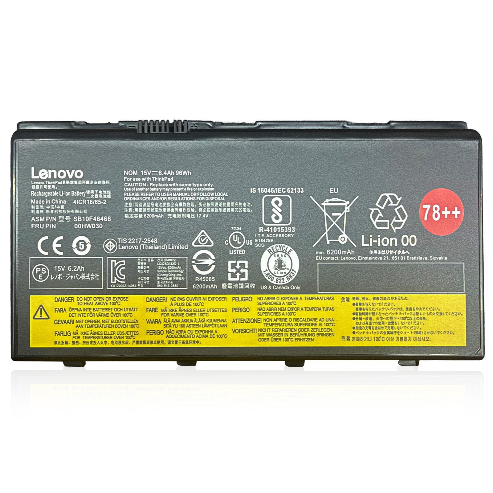 Original 00HW030 78++ Battery for Lenovo ThinkPad P70 P71 01AV451 SB10F46468