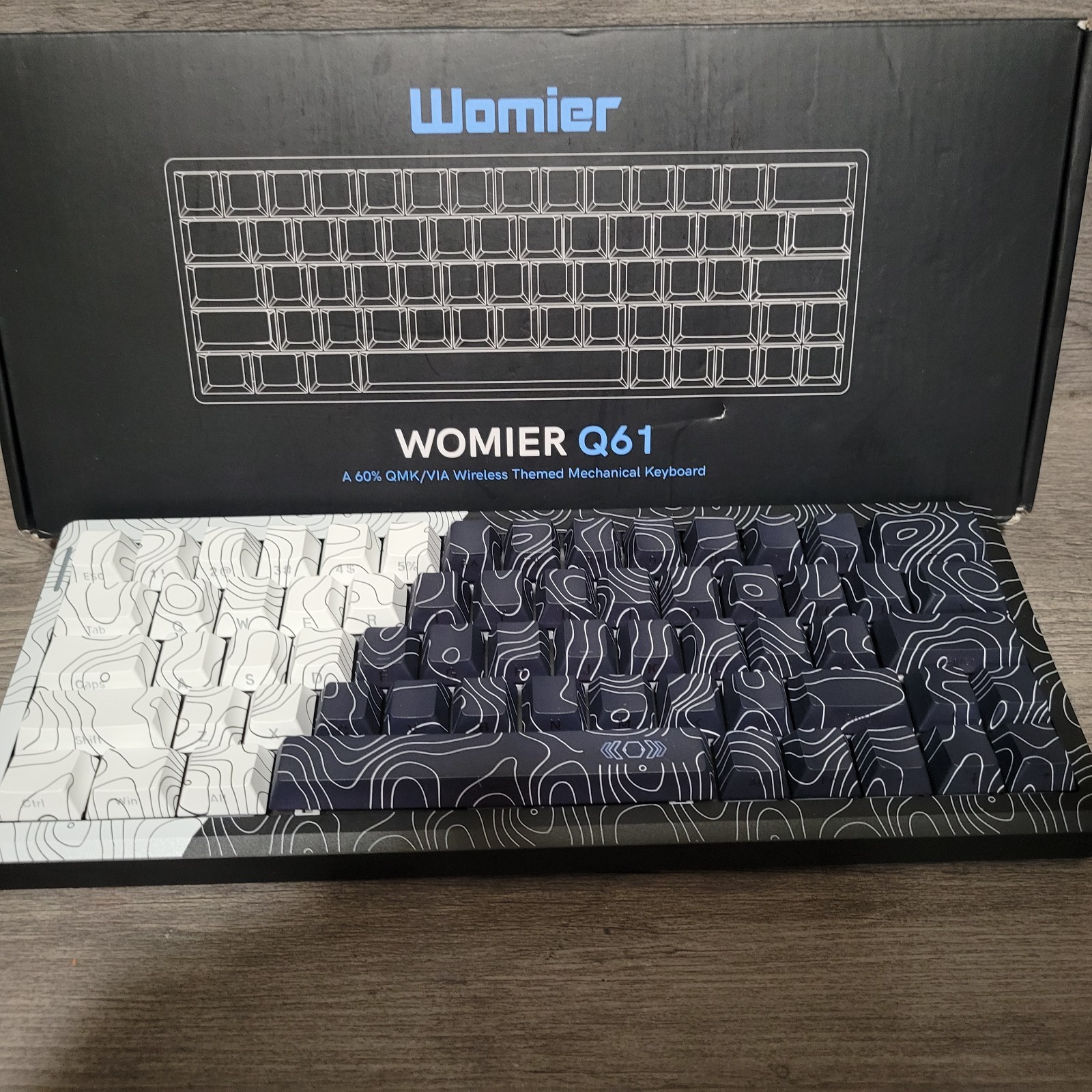 Womier Q61 60% Percent Keyboard Topographic Gaming Black White