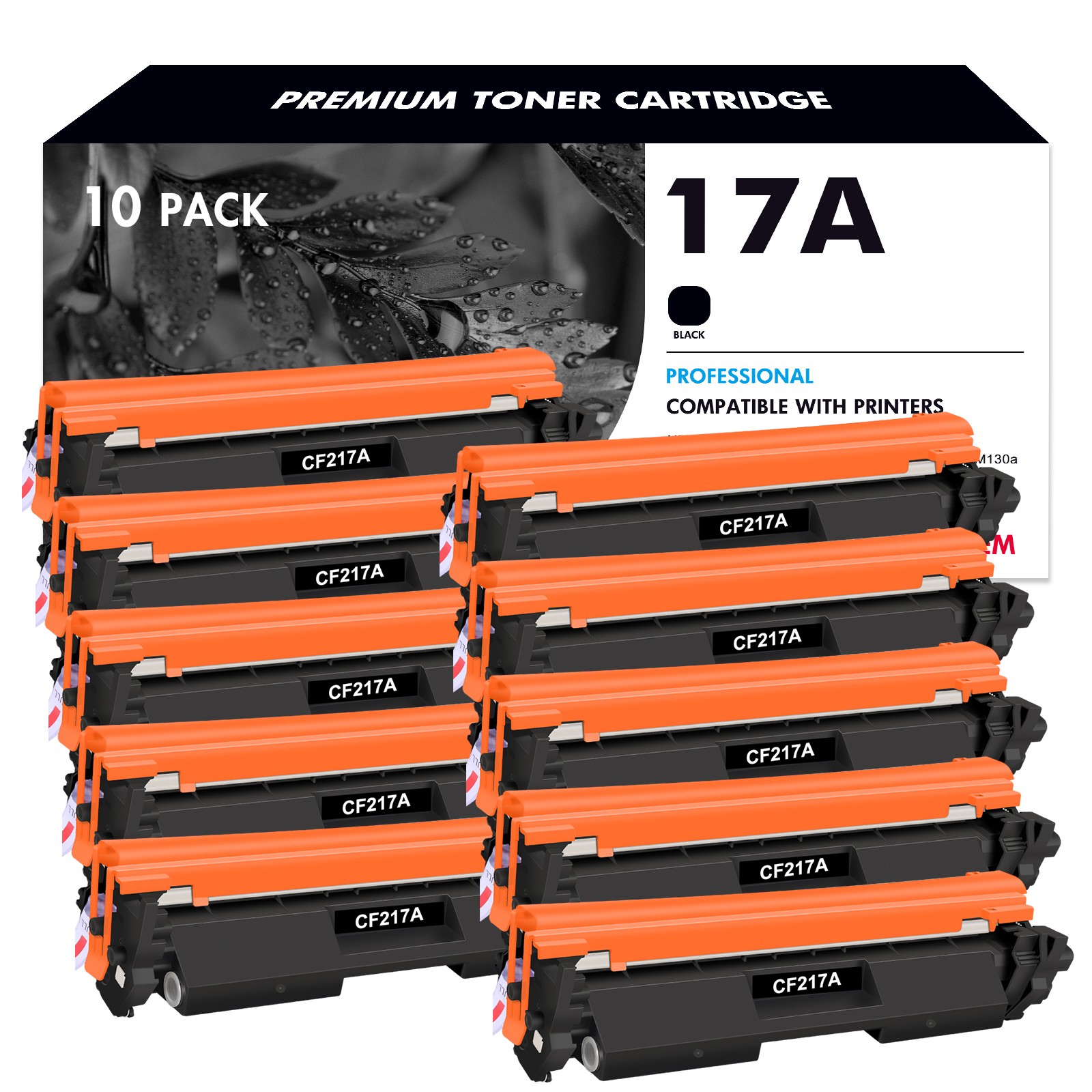 10 Pack Black CF217A 17A Toner for HP LaserJet Pro MFP M130nw M130fn With Chip