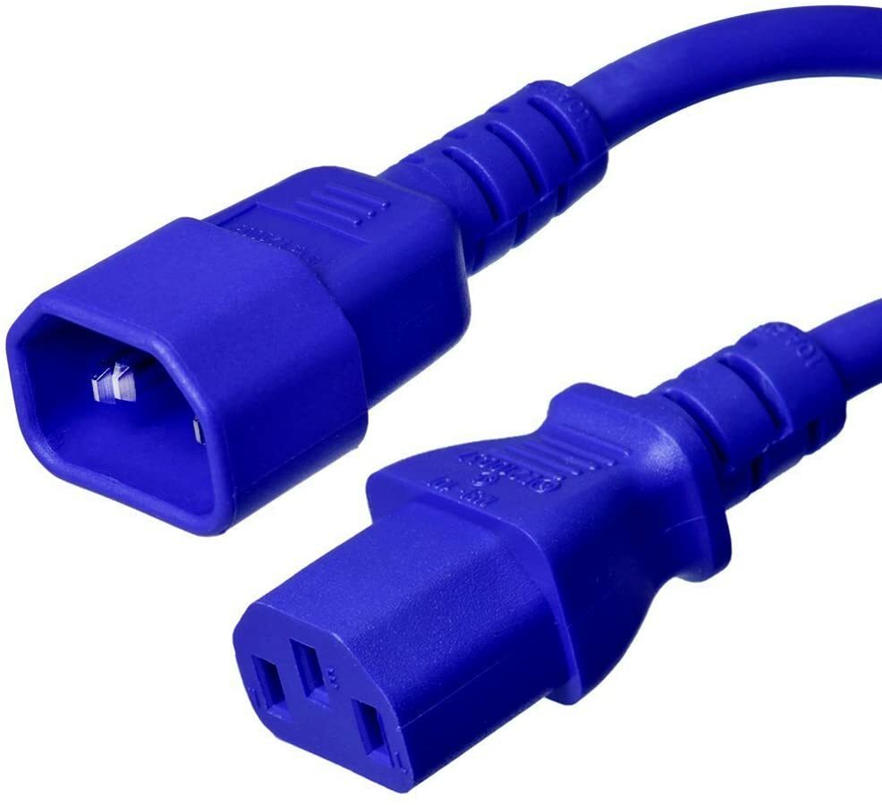 15 PACK LOT 3ft C14 - C13 Blue Power Cord 18AWG 10A/1250W 125V 3-Prong 1M