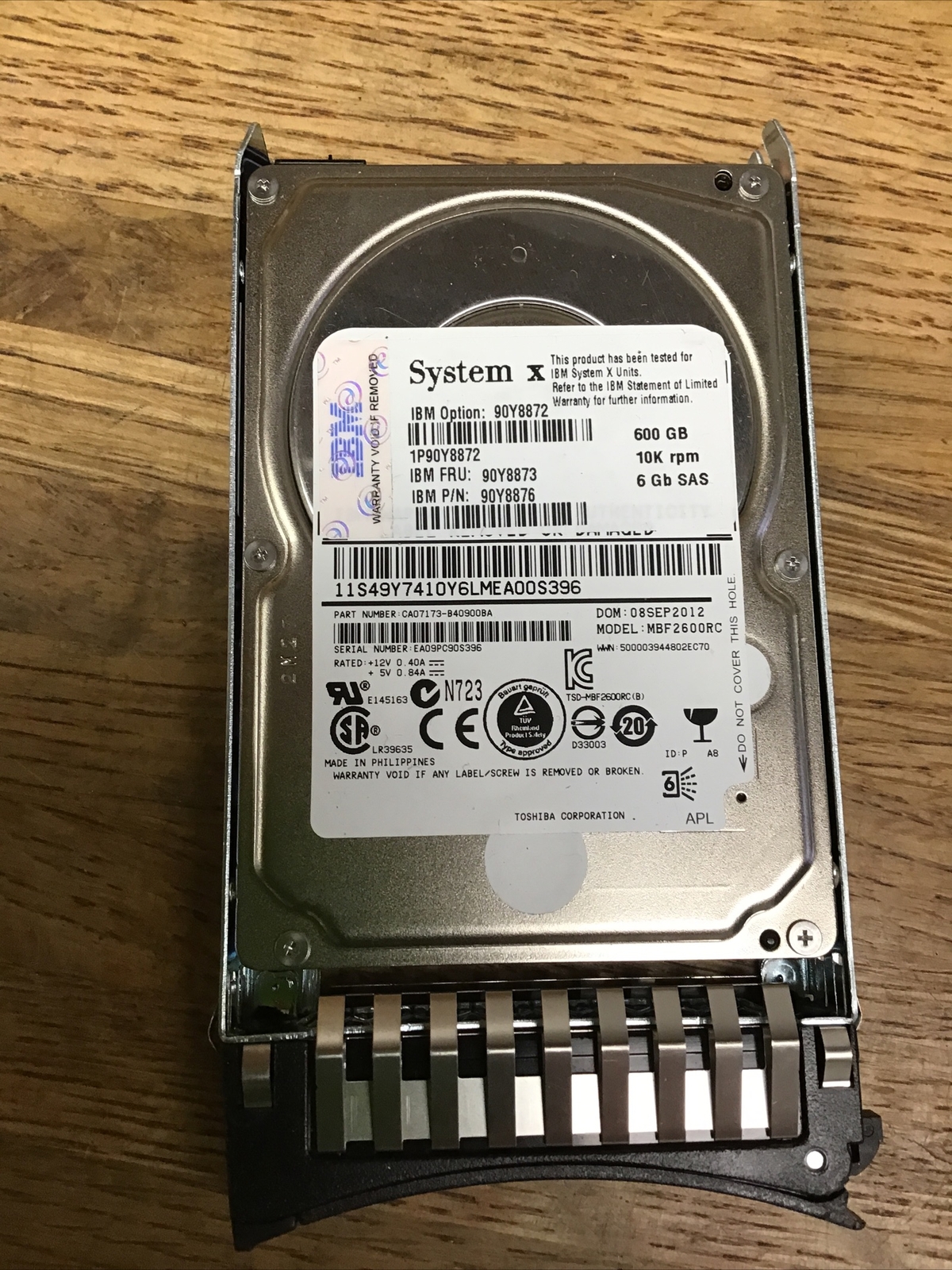 FOR FIT IBM 90Y8872 90Y8876 600GB 10K 2.5 SAS II 6 GB/PS HARD DRIVE 90Y8873