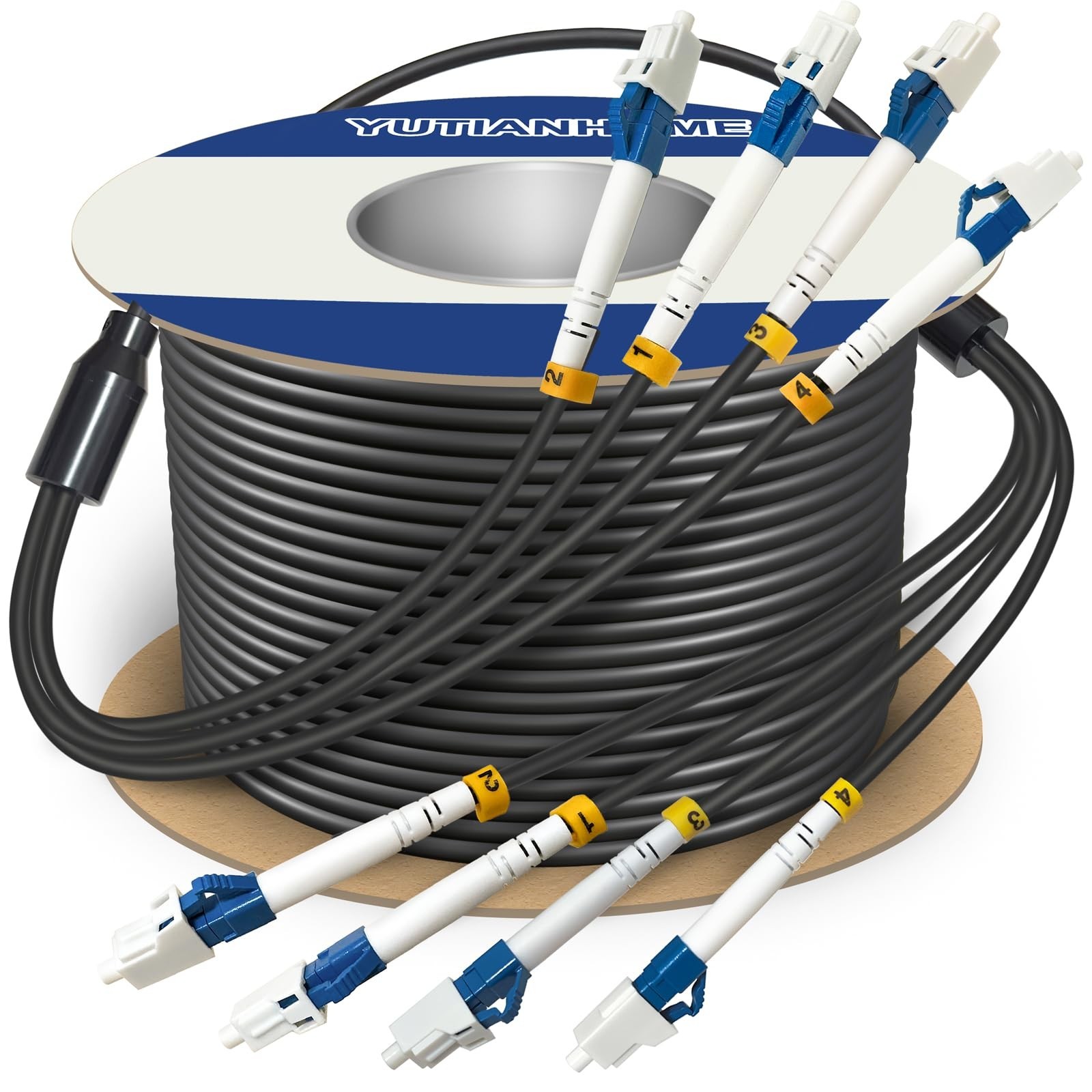 500 Feet (150 Meters) 4 Core Industrial TPU LC to LC Outdoor Armored Fiber Op...