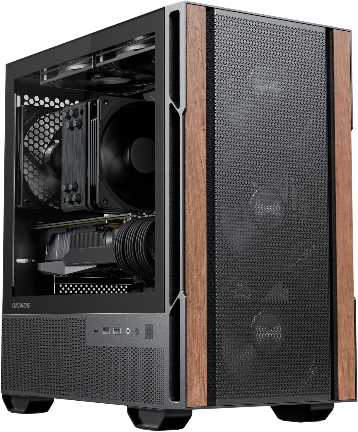 Genuine Walnut Wood Micro ATX Case, MATX PC Case with 4 × 120Mm 3 Pin Non-Pwm Ca
