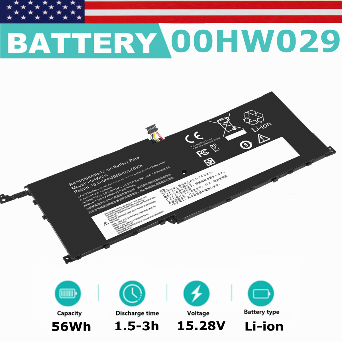00HW028 00HW029 Battery For Lenovo Thinkpad X1 Carbon 4th Gen 4 2016 01AV438
