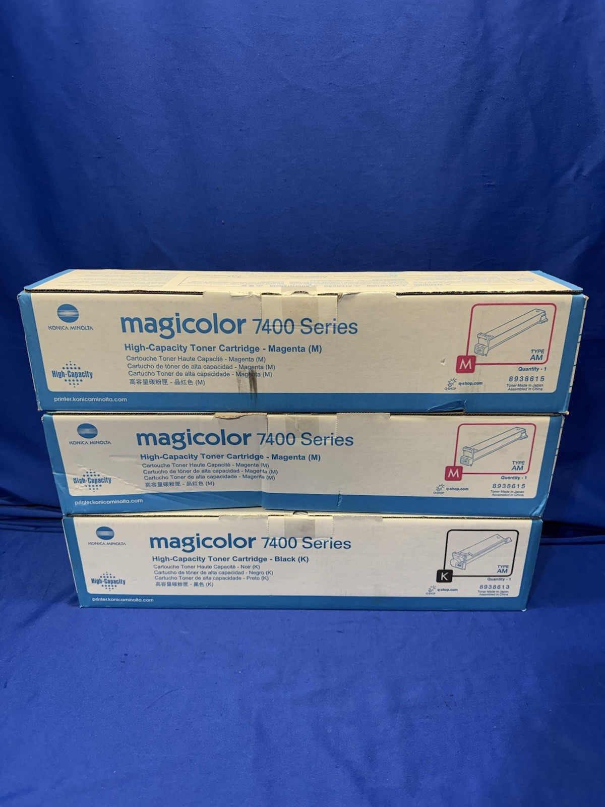 Konica Minolta magicolor 7400 Printer High Yield Toner - 1x 8938613 , 2x 8938615