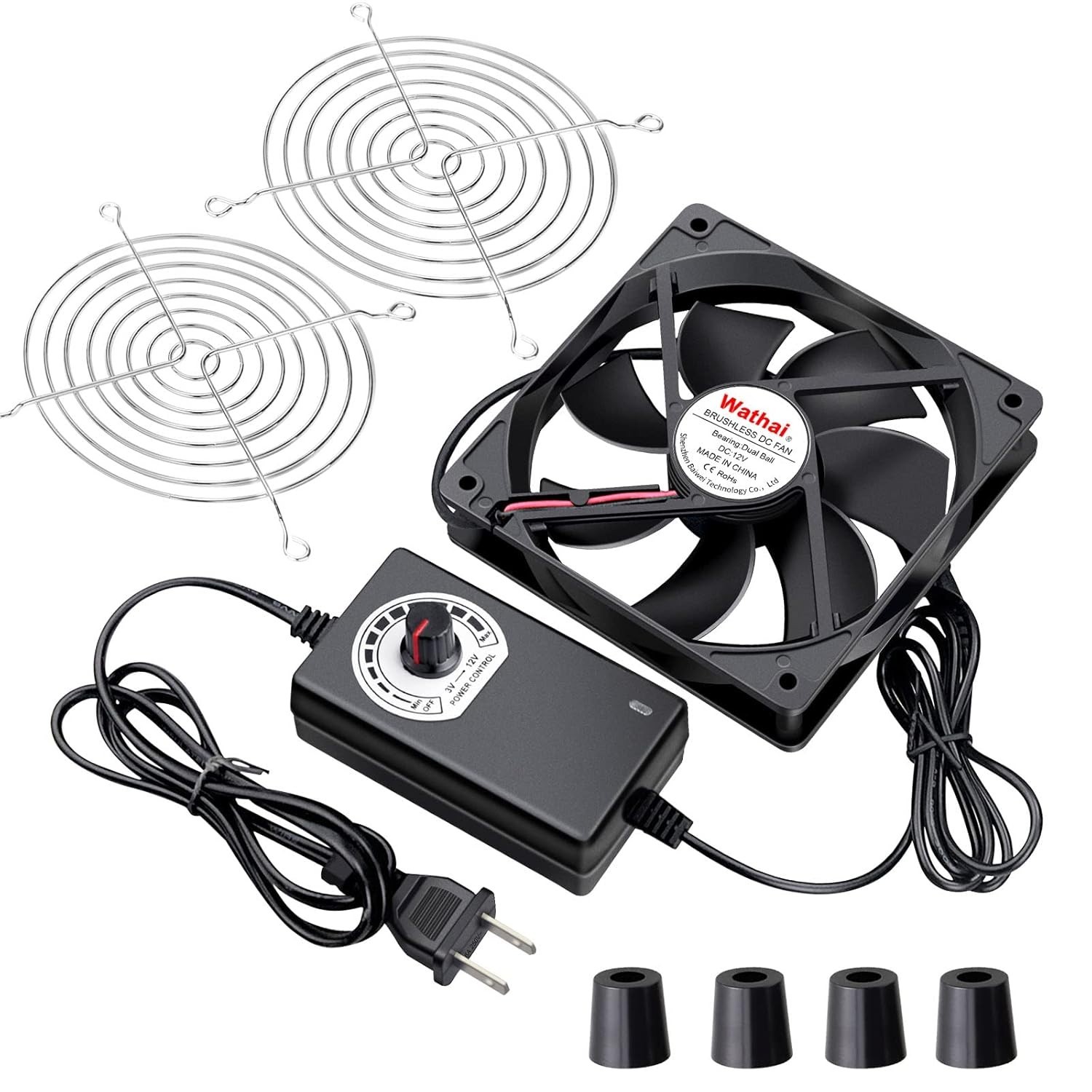 Wathai 120mm x 25mm AC Powered Computer Fan with AC Plug 110V 120V 220V 240V ...