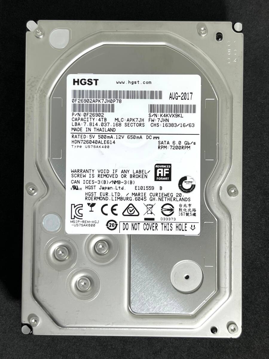 4TB HGST/HITACHI HDN726040ALE614 9398h Good 3.5-inch Internal HDD SATA NAS-orien