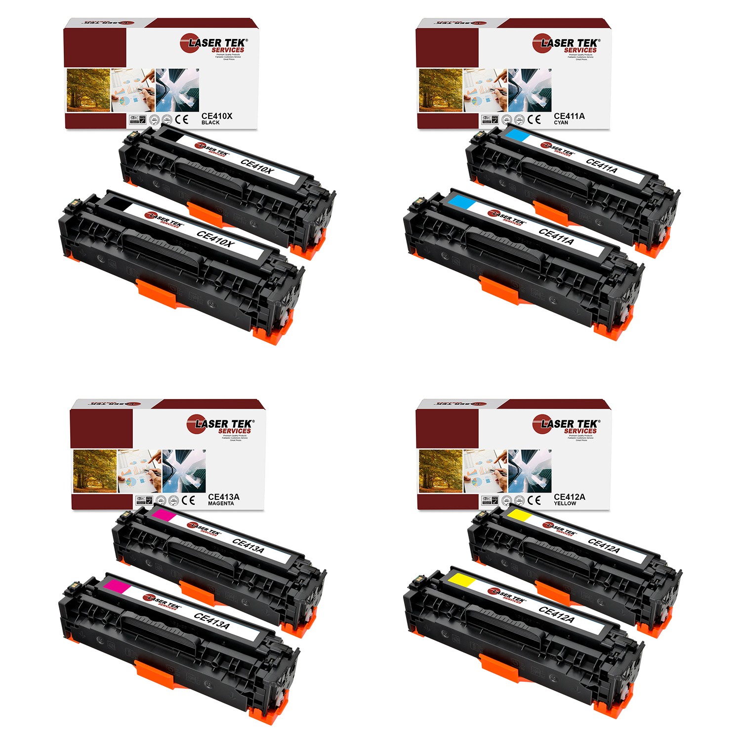 8Pk LTS 305X BCMY HY Compatible for HP LaserJet Pro 300 M375nw Toner Cartridge