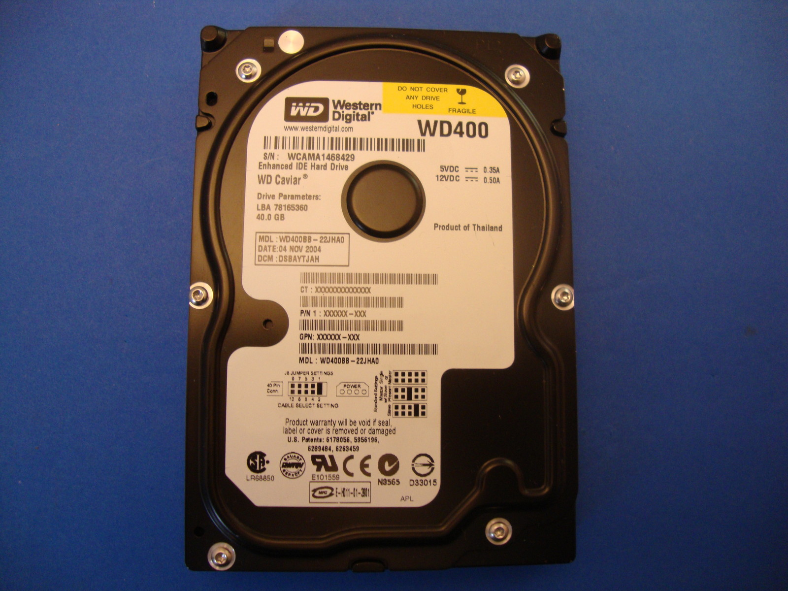 Western Digital WD400BB-22JHA0 3.5" 40GB IDE Hard Drive DCM: DSBAYTJAH Tested 