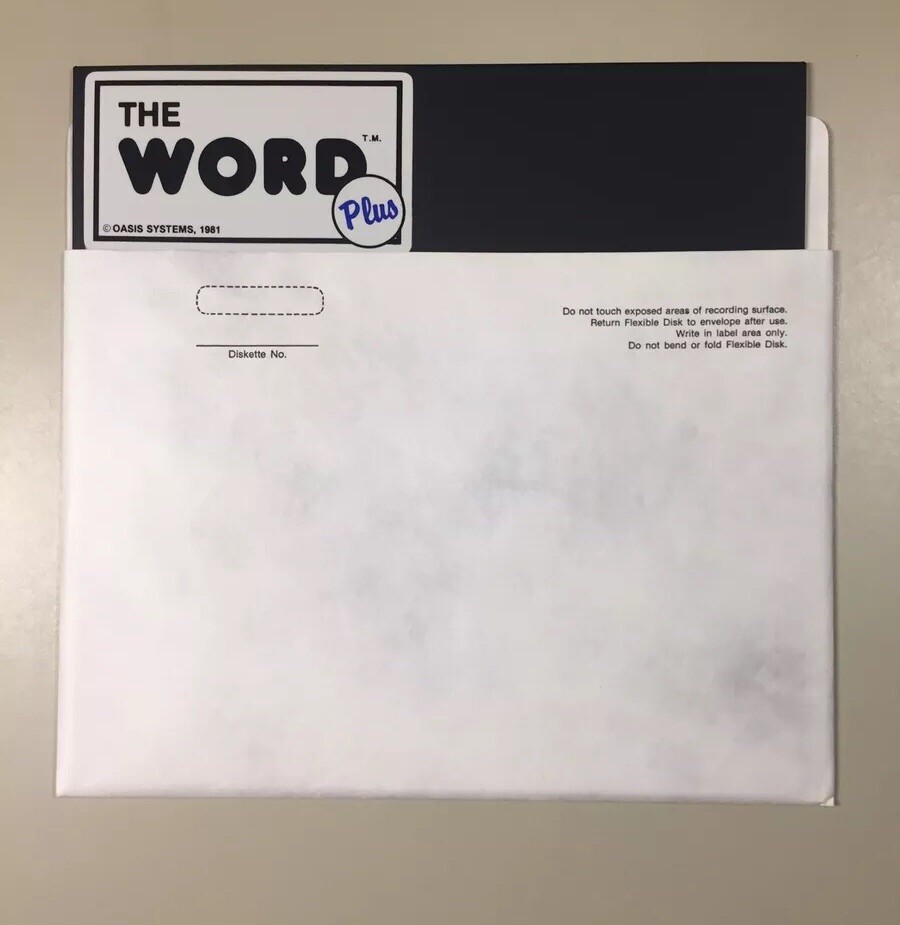 Vintage 1981 THE WORD PLUS Ver 1.1 Oasis Systems 8” Floppy Disk VHTF