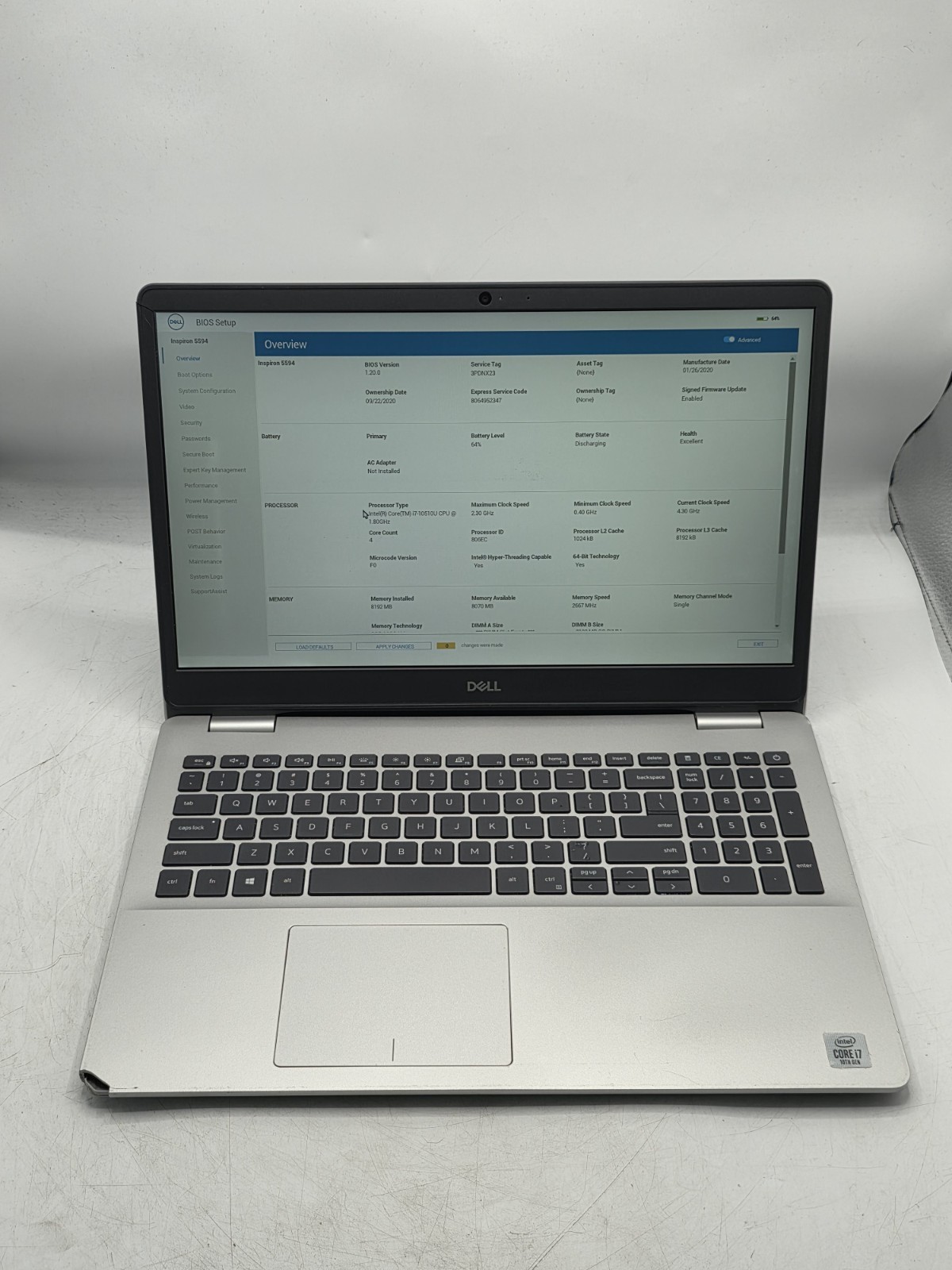 Dell Inspiron 5594 15.6" FHD Intel i7-10510U 8GB RAM READ