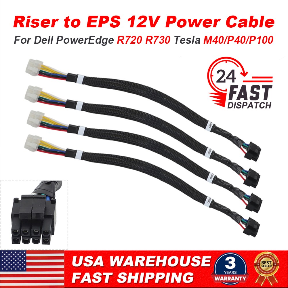 4PCS For Dell PowerEdge GPU Upgrade Cable EPS 12V fits Tesla M40 P40 P100 V100