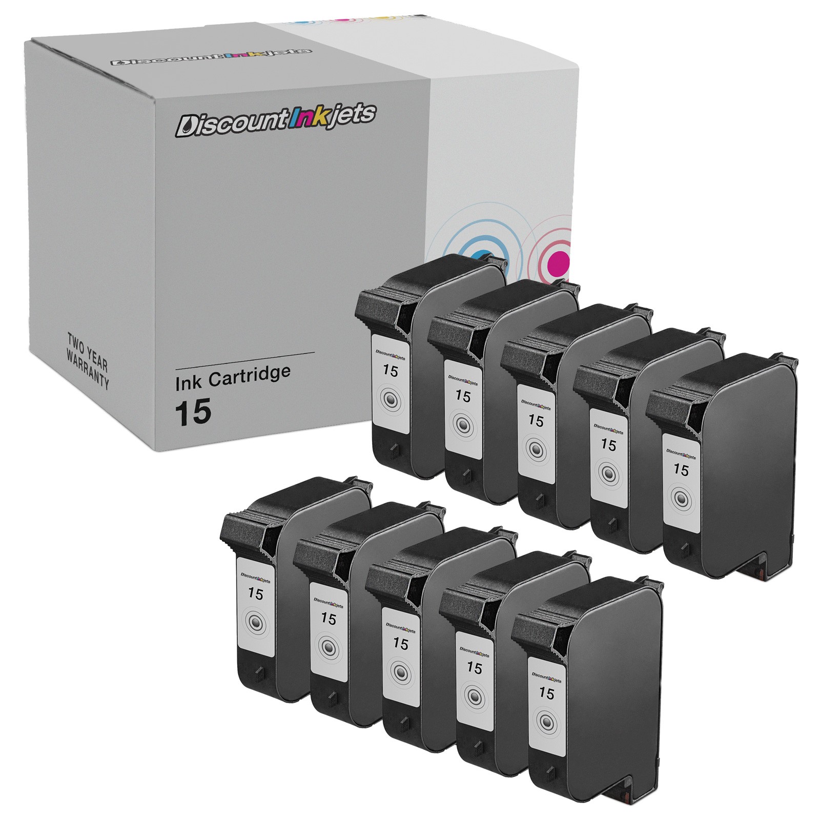 10PK Reman BLACK Ink for HP 15 C6615DN Ink Cartridge PSC 500xi 750 750x
