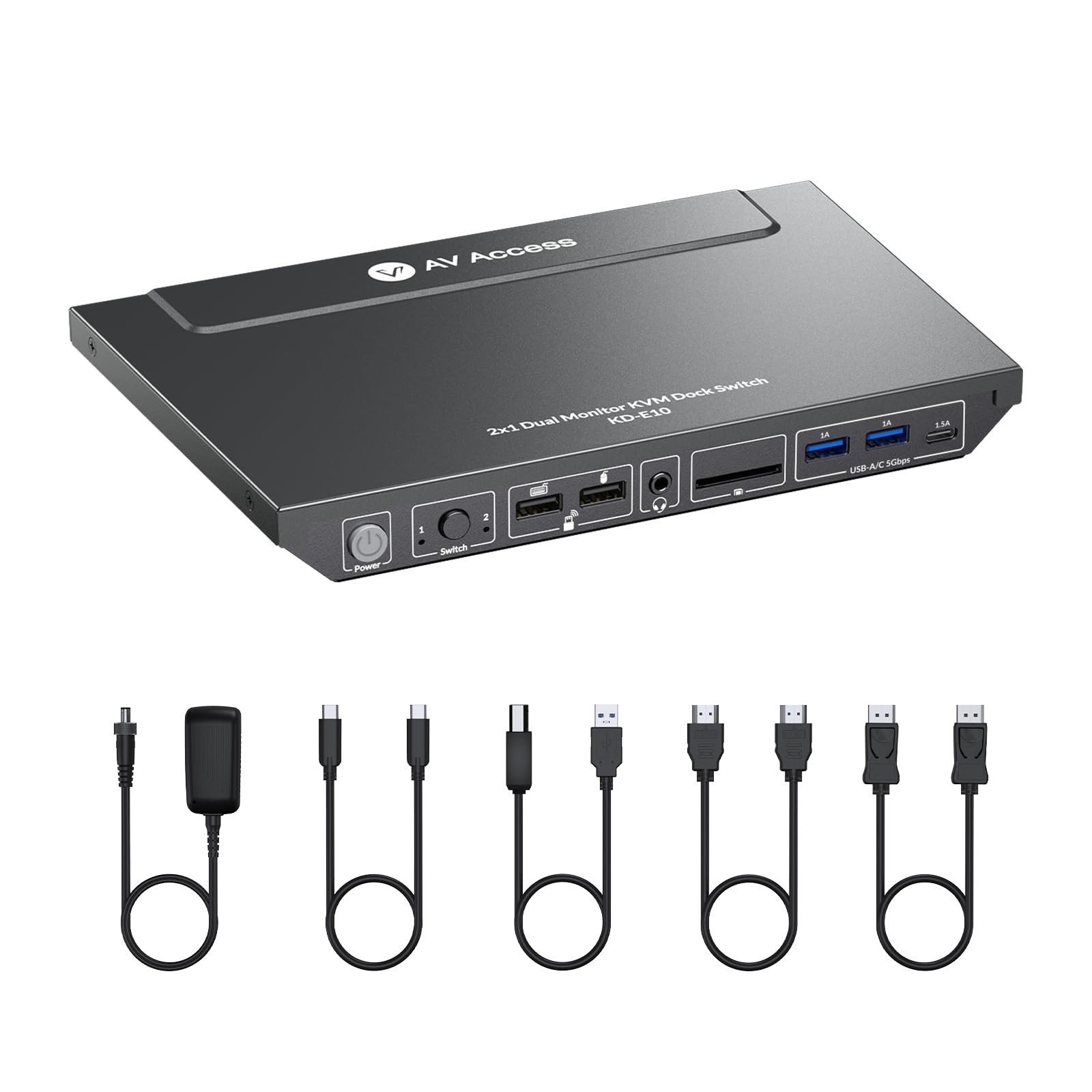 AV Access KVM Switch 2 Monitors 2 Computers, 4K@60Hz KVM Docking Station