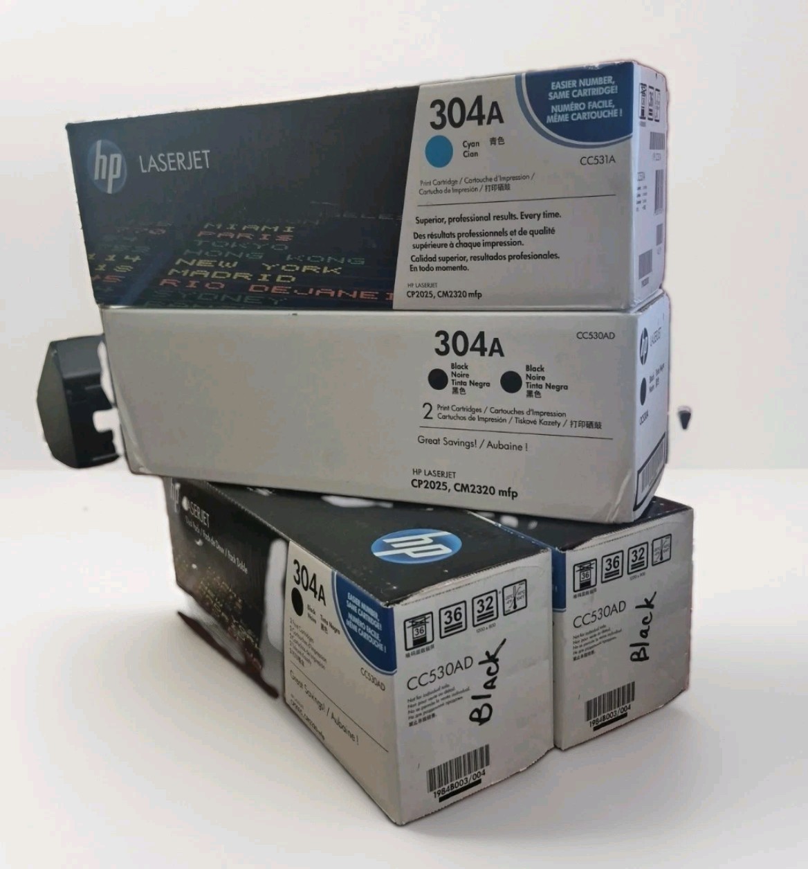 4 Pack - HP Laserjet 304a Toner Cartridges - 3 Black 1 Cyan