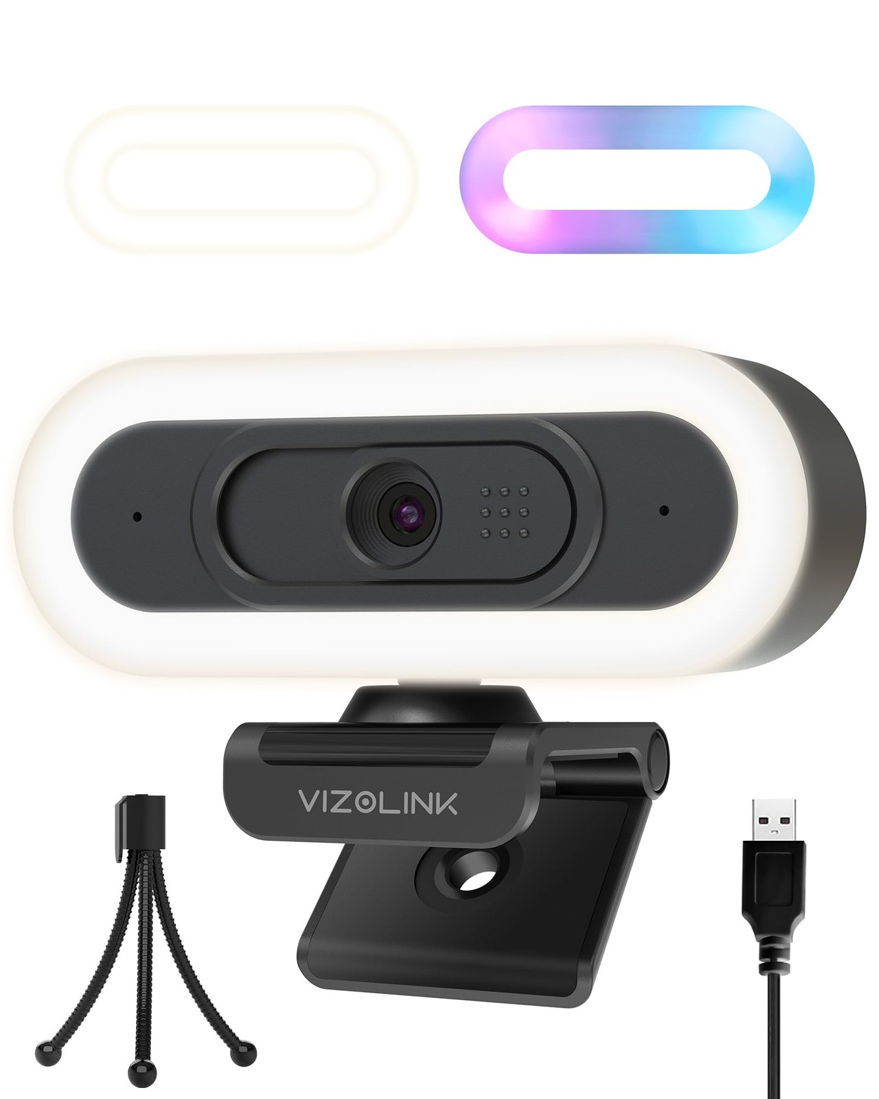 4K Webcam with Lights, PDAF Autofocus Computer Camera for PC/Mac, 78°FOV Web ...
