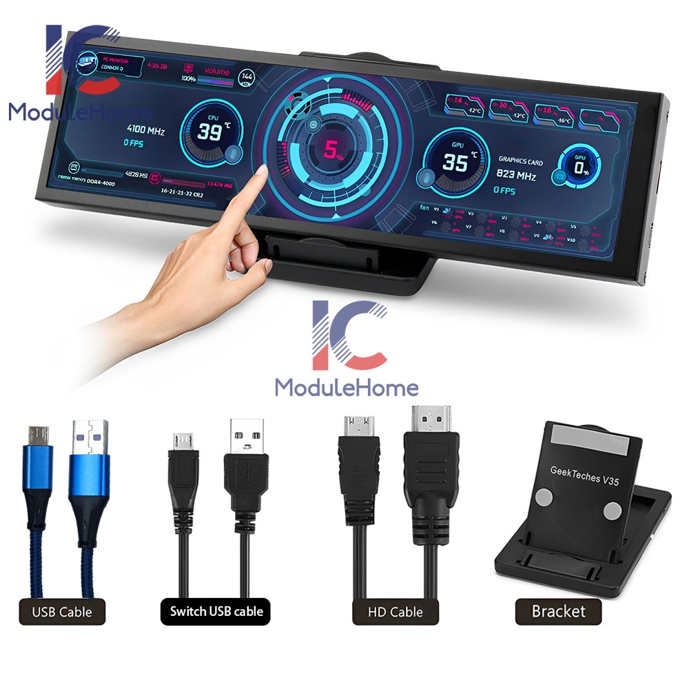 8.8" Touch LCD Screen 1920*480 21:9 Sub-Display TFT IPS LCD Secondary Monitor