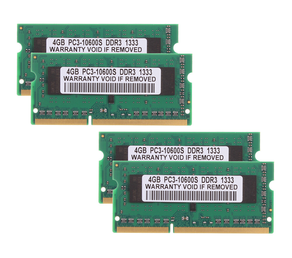 16 GB 4x 4 GB RAM DDR3 RAM PC3 10600 204Pin 1333Mhz SODIMM Laptop Memory Upgrade